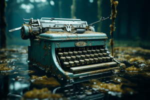 מכונת כתיבה בתוך מים